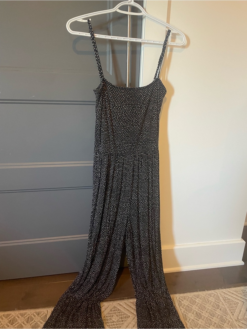 Women Billabong Black Polka Dot Wide-Leg Jumpsuit - medium